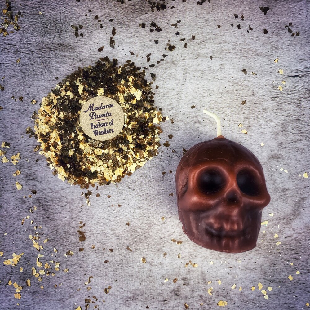 Beeswax Small Skull Spell Candle - Mind Influence & Ancestral Wisdom Magic | Beeswax Candle | Wiccan Center