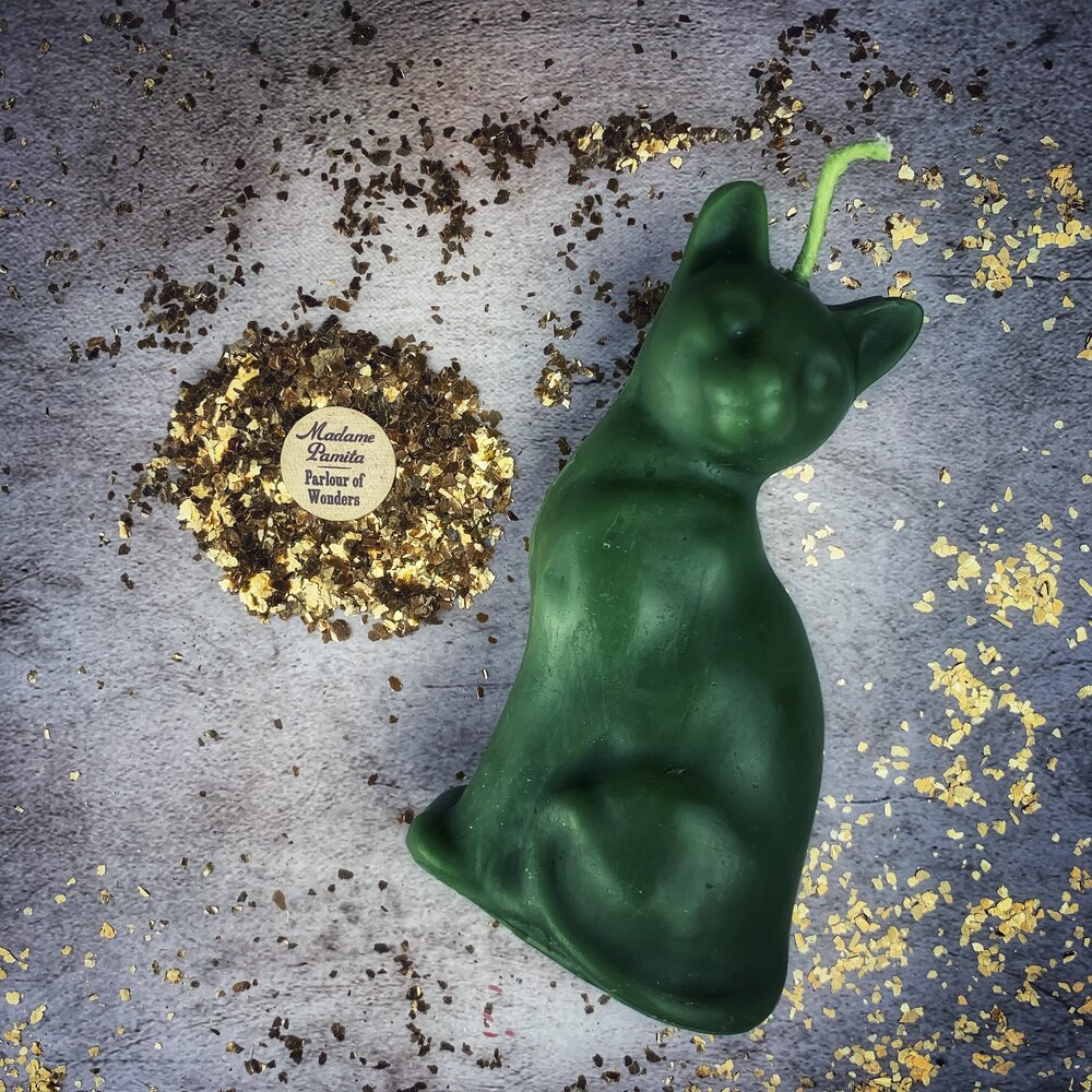 Beeswax Lucky Cat Spell Candle - Fast Action & Manifestation Magic | Beeswax Candle | Wiccan Center
