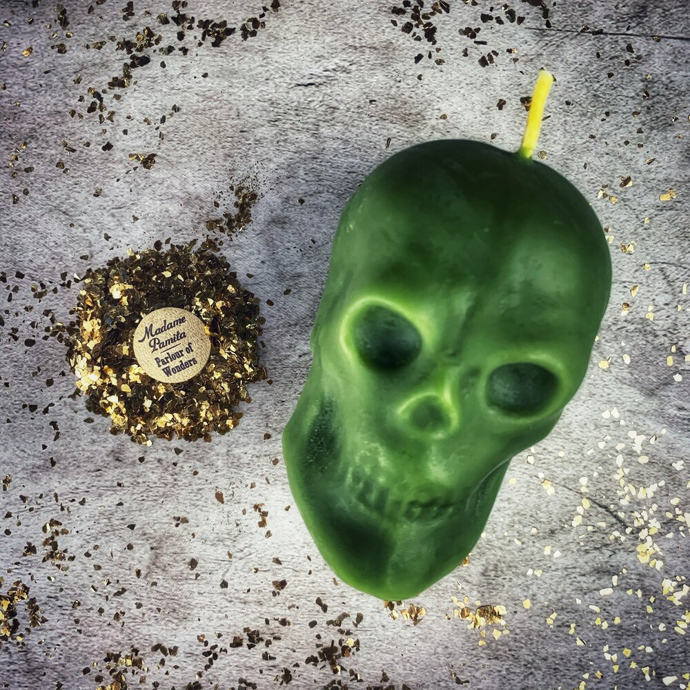 Beeswax Large Skull Spell Candle - Mind Influence & Ancestral Wisdom Magic | Beeswax Candle | Wiccan Center