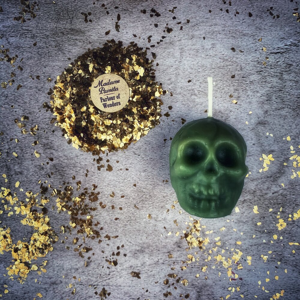 Beeswax Small Skull Spell Candle - Mind Influence & Ancestral Wisdom Magic | Beeswax Candle | Wiccan Center