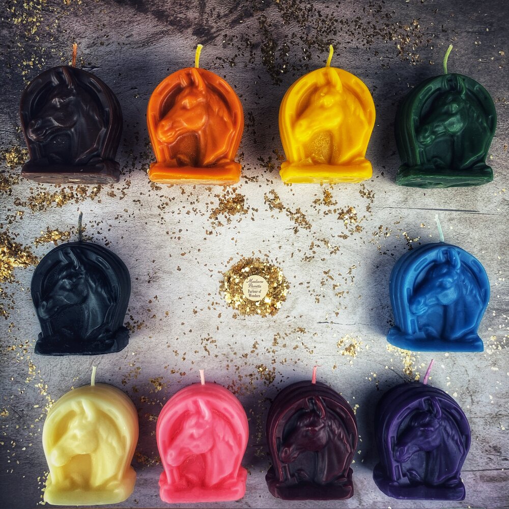 Beeswax Lucky Horseshoe Spell Candle - Luck & Power Magic | Beeswax Candle | Wiccan Center
