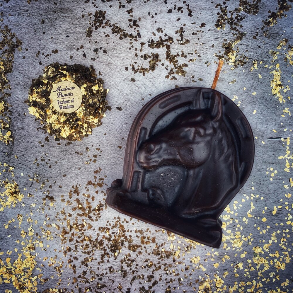 Beeswax Lucky Horseshoe Spell Candle - Luck & Power Magic | Beeswax Candle | Wiccan Center