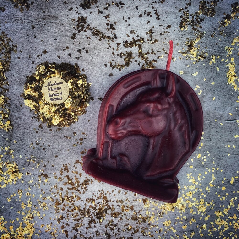 Beeswax Lucky Horseshoe Spell Candle - Luck & Power Magic | Beeswax Candle | Wiccan Center