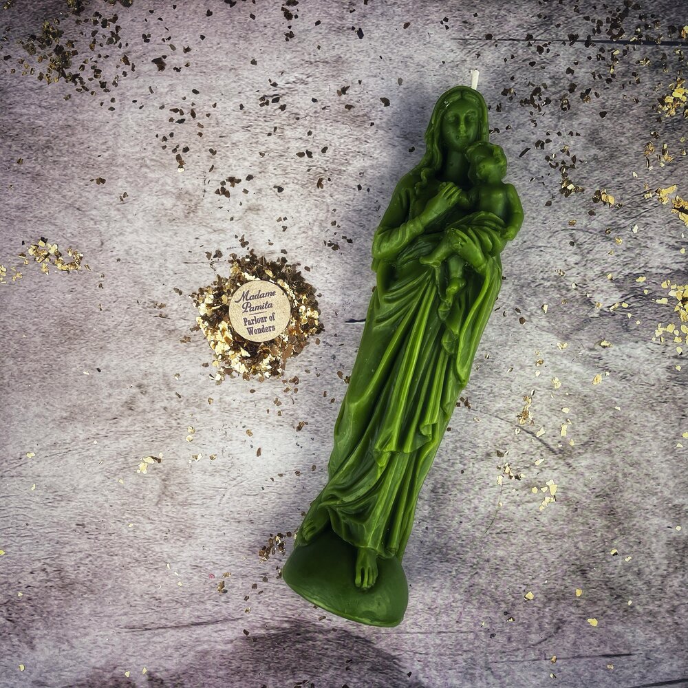 Beeswax Mother Mary Spell Candle - Divine Protection & Unconditional Love Magic | Beeswax Candle | Wiccan Center