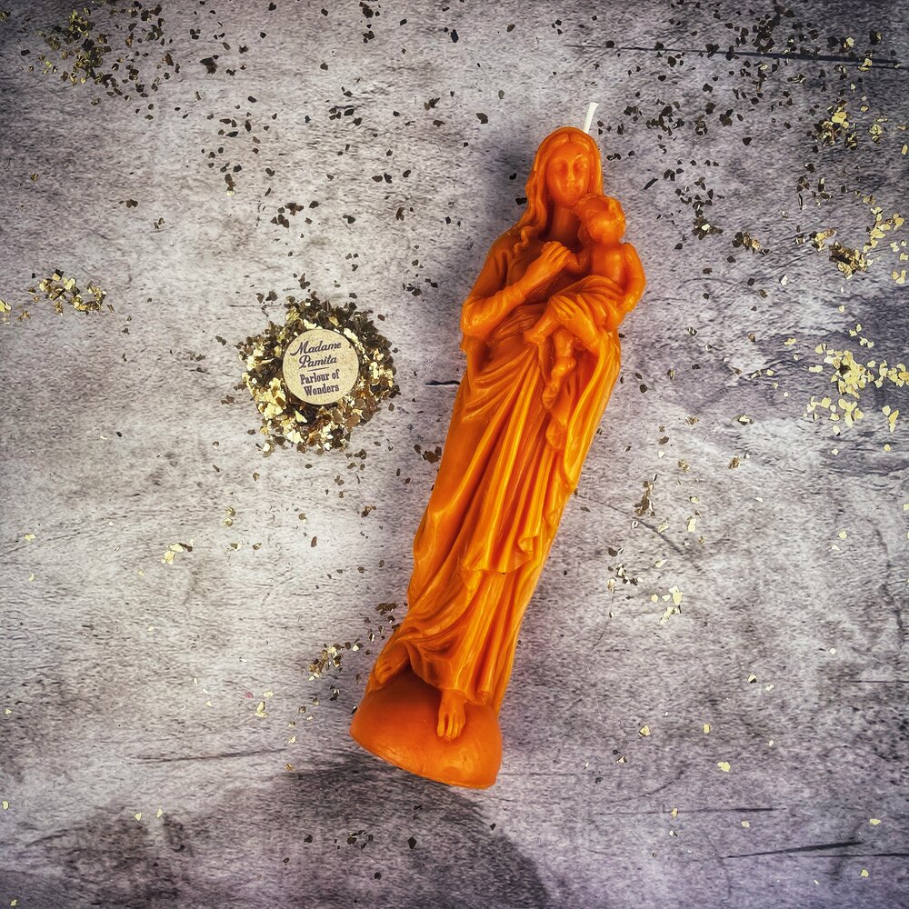 Beeswax Mother Mary Spell Candle - Divine Protection & Unconditional Love Magic | Beeswax Candle | Wiccan Center