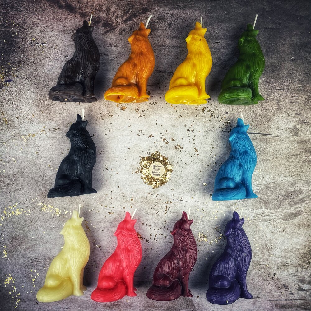 Beeswax Howling Wolf Spell Candle - Courage & Authentic Voice Magic | Beeswax Candle | Wiccan Center