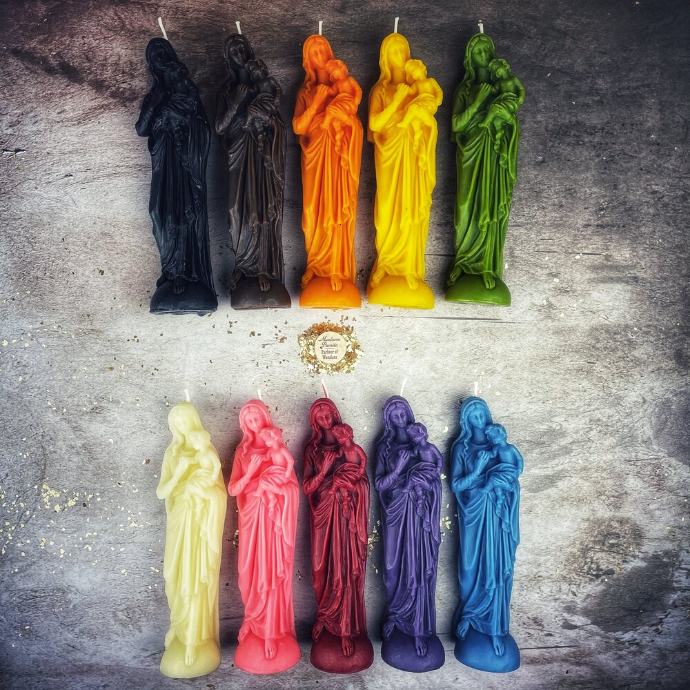 Beeswax Mother Mary Spell Candle - Divine Protection & Unconditional Love Magic | Beeswax Candle | Wiccan Center