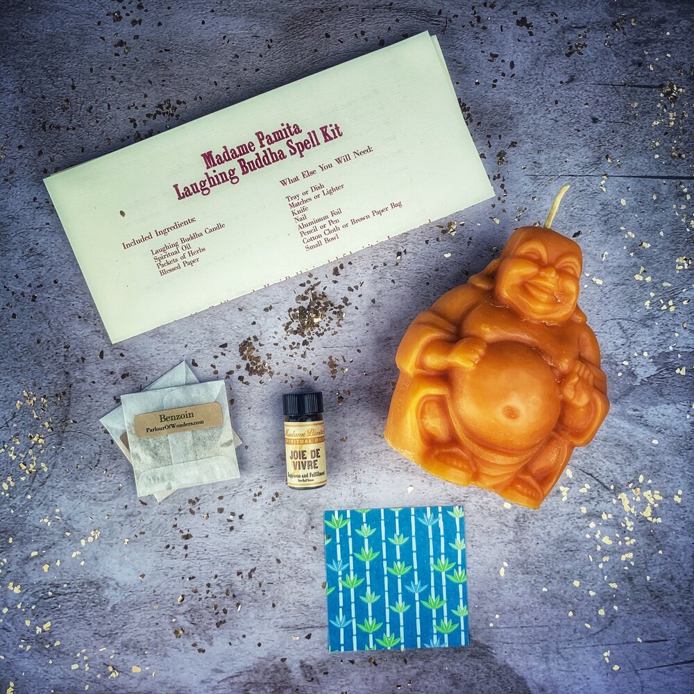 Laughing Buddha Abundance Candle Spell Kit - Wealth, Luck & Prosperity Magic | Candle Spell Kit | Wiccan Center