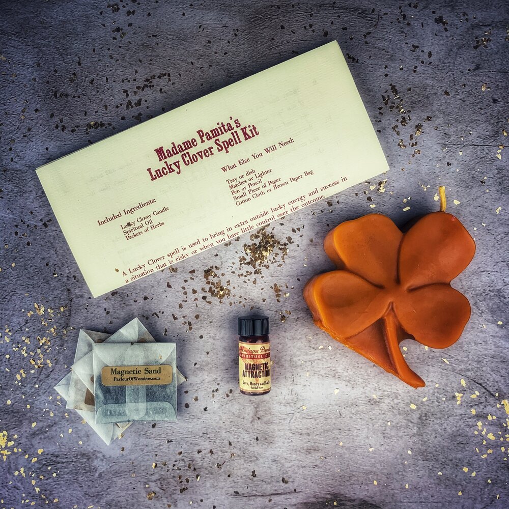Lucky Clover Candle Spell Kit - Good Fortune & Lucky Breaks | Candle Spell Kit | Wiccan Center