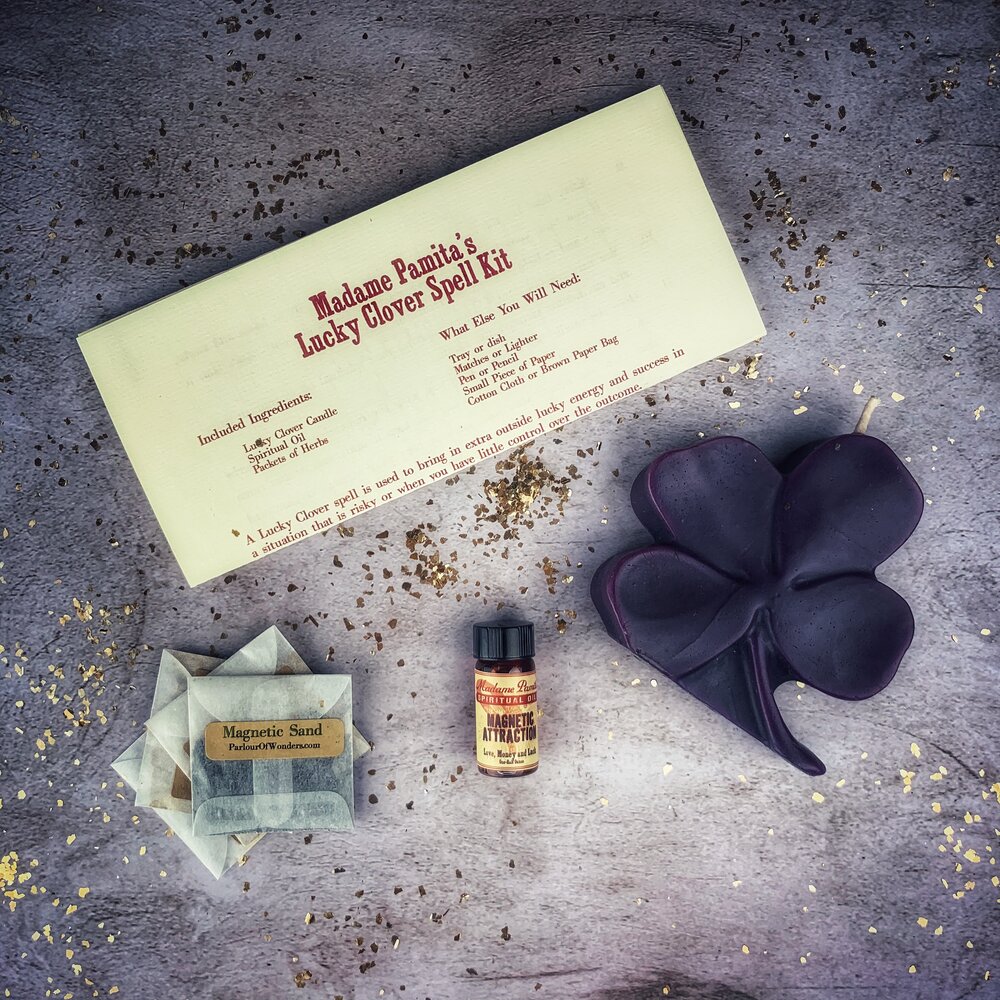 Lucky Clover Candle Spell Kit - Good Fortune & Lucky Breaks | Candle Spell Kit | Wiccan Center