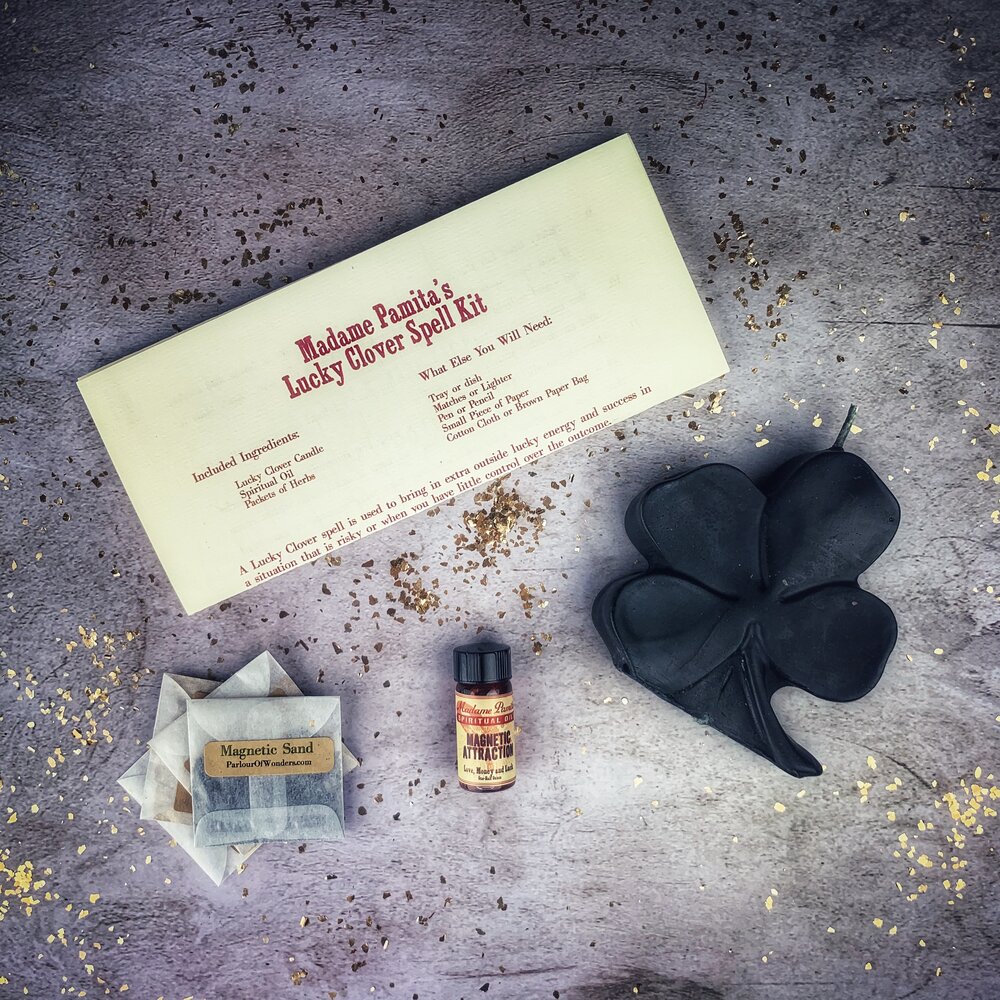 Lucky Clover Candle Spell Kit - Good Fortune & Lucky Breaks | Candle Spell Kit | Wiccan Center