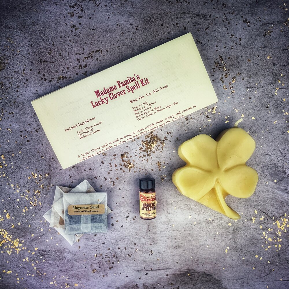 Lucky Clover Candle Spell Kit - Good Fortune & Lucky Breaks | Candle Spell Kit | Wiccan Center