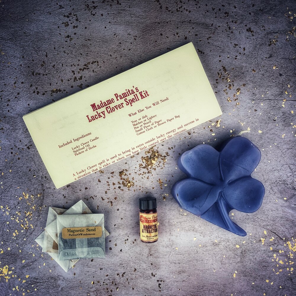 Lucky Clover Candle Spell Kit - Good Fortune & Lucky Breaks | Candle Spell Kit | Wiccan Center