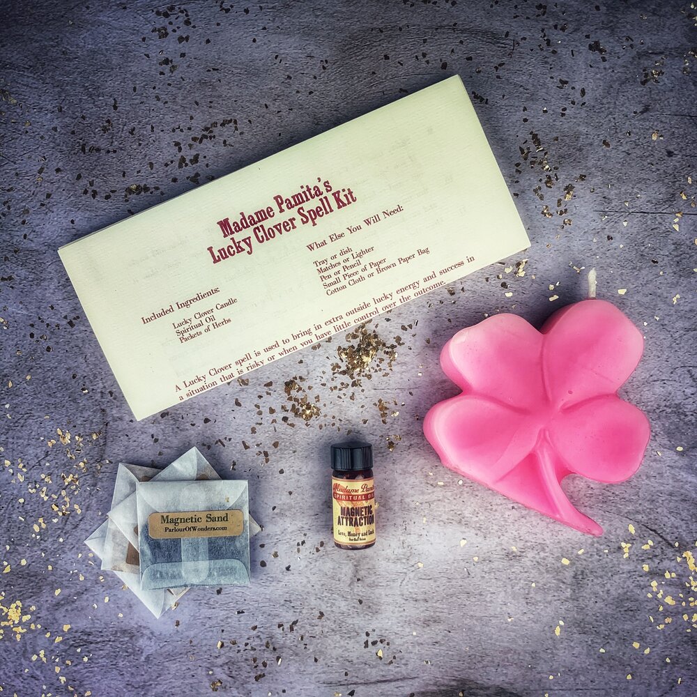 Lucky Clover Candle Spell Kit - Good Fortune & Lucky Breaks | Candle Spell Kit | Wiccan Center