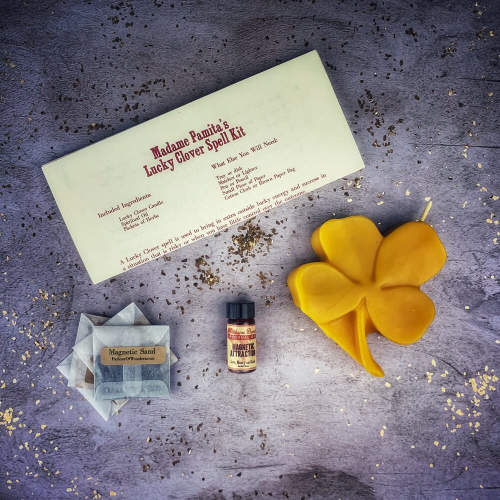 Lucky Clover Candle Spell Kit - Good Fortune & Lucky Breaks | Candle Spell Kit | Wiccan Center