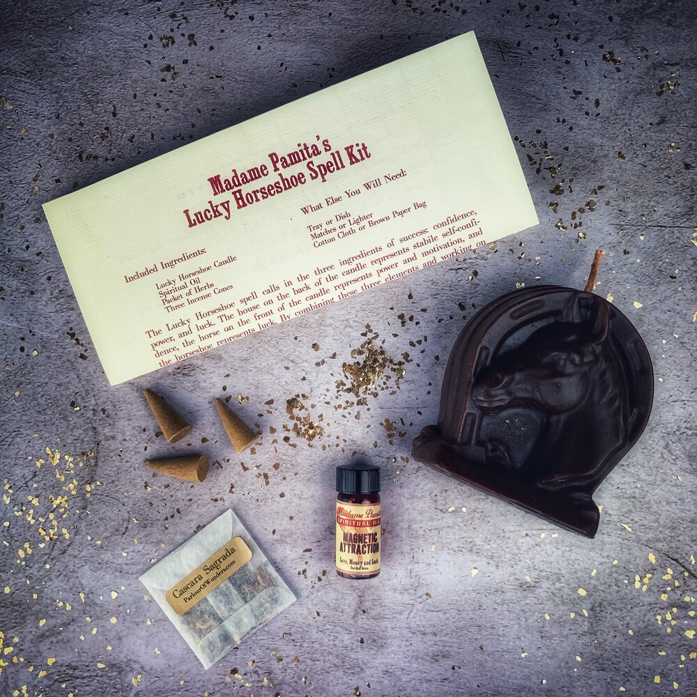 Lucky Horseshoe Candle Spell Kit - Luck & Power Magic | Candle Spell Kit | Wiccan Center