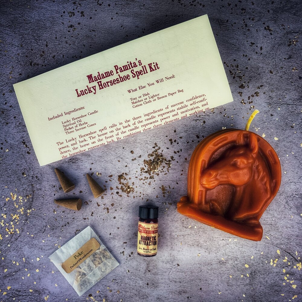 Lucky Horseshoe Candle Spell Kit - Luck & Power Magic | Candle Spell Kit | Wiccan Center