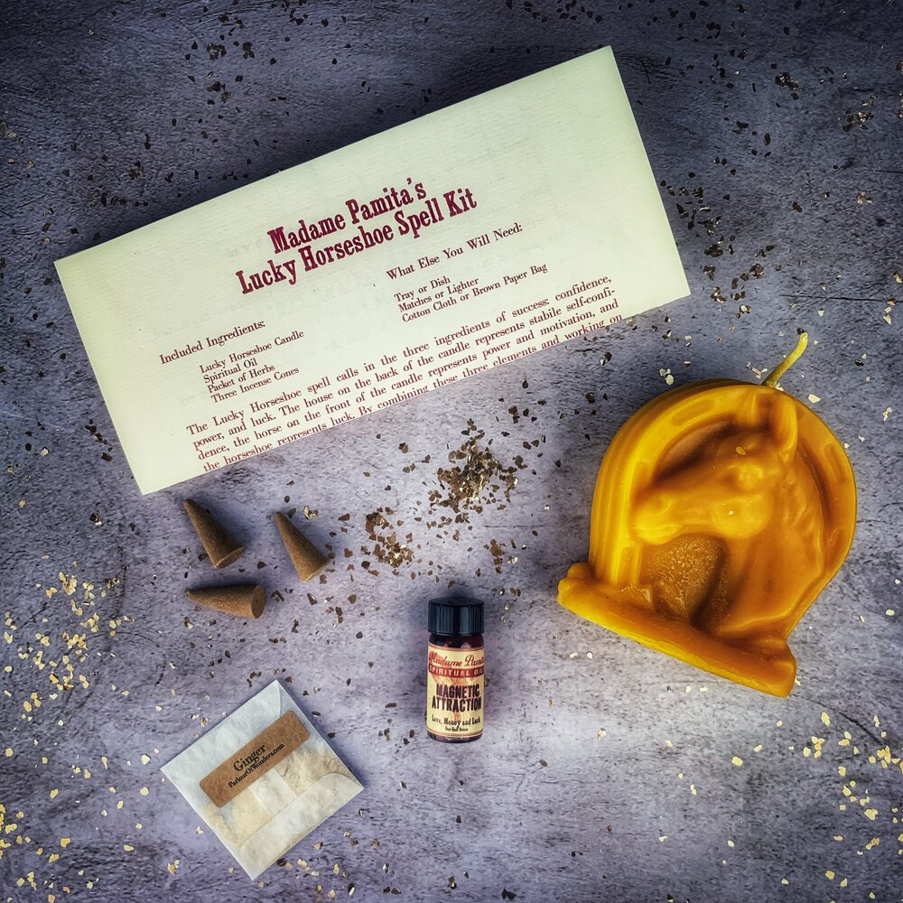 Lucky Horseshoe Candle Spell Kit - Luck & Power Magic | Candle Spell Kit | Wiccan Center