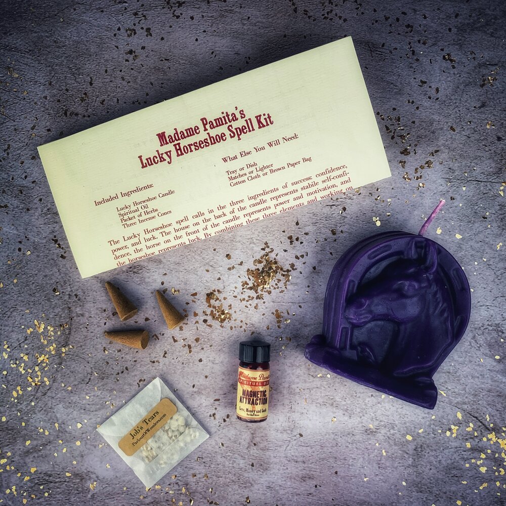Lucky Horseshoe Candle Spell Kit - Luck & Power Magic | Candle Spell Kit | Wiccan Center