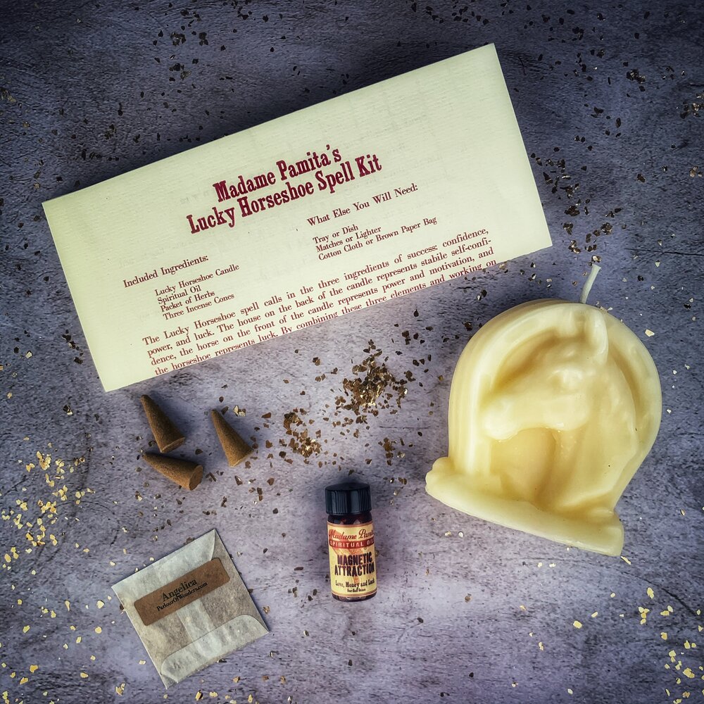 Lucky Horseshoe Candle Spell Kit - Luck & Power Magic | Candle Spell Kit | Wiccan Center
