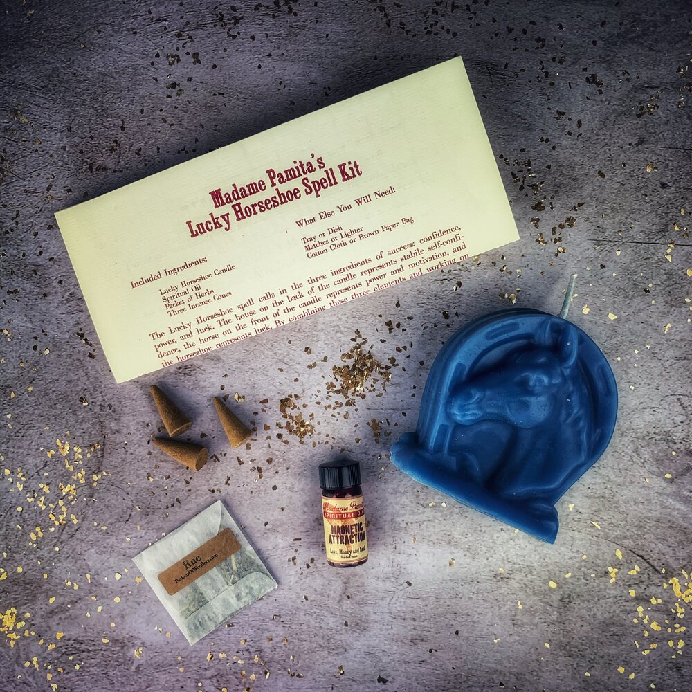 Lucky Horseshoe Candle Spell Kit - Luck & Power Magic | Candle Spell Kit | Wiccan Center