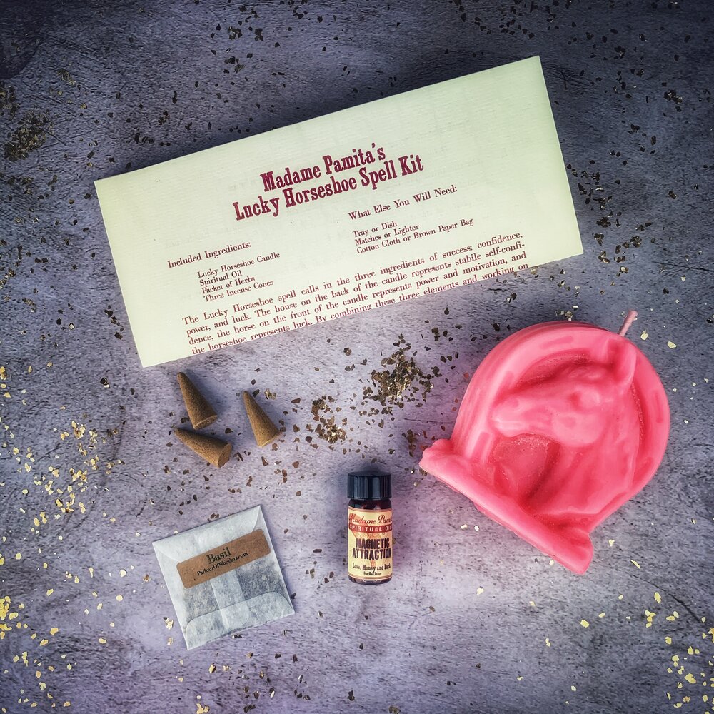 Lucky Horseshoe Candle Spell Kit - Luck & Power Magic | Candle Spell Kit | Wiccan Center