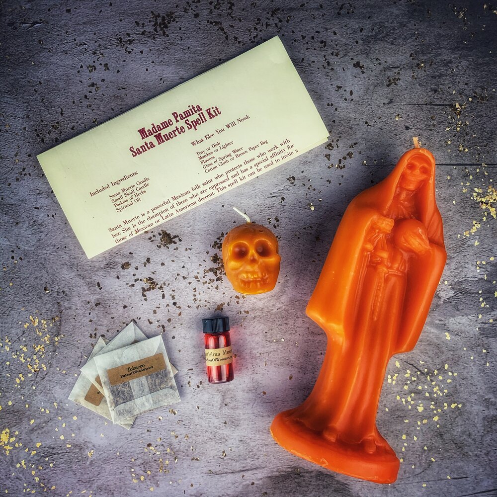 Santa Muerte Candle Spell Kit - Sacred Folk Saint Devotion & Protection | Candle Spell Kit | Wiccan Center