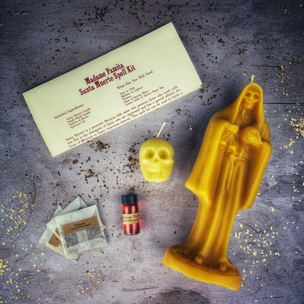 Santa Muerte Candle Spell Kit - Sacred Folk Saint Devotion & Protection | Candle Spell Kit | Wiccan Center