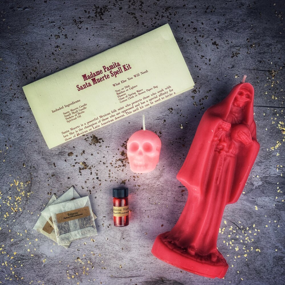 Santa Muerte Candle Spell Kit - Sacred Folk Saint Devotion & Protection | Candle Spell Kit | Wiccan Center