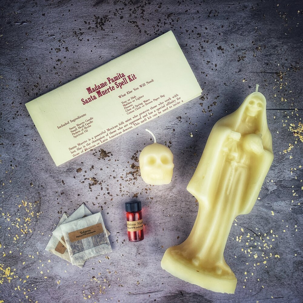 Santa Muerte Candle Spell Kit - Sacred Folk Saint Devotion & Protection | Candle Spell Kit | Wiccan Center