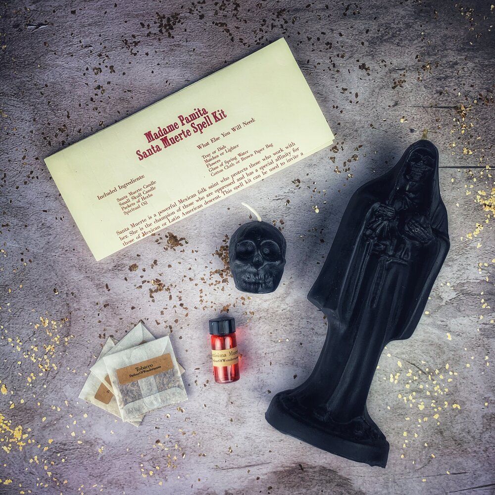 Santa Muerte Candle Spell Kit - Sacred Folk Saint Devotion & Protection | Candle Spell Kit | Wiccan Center