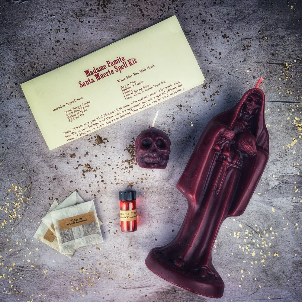 Santa Muerte Candle Spell Kit - Sacred Folk Saint Devotion & Protection | Candle Spell Kit | Wiccan Center