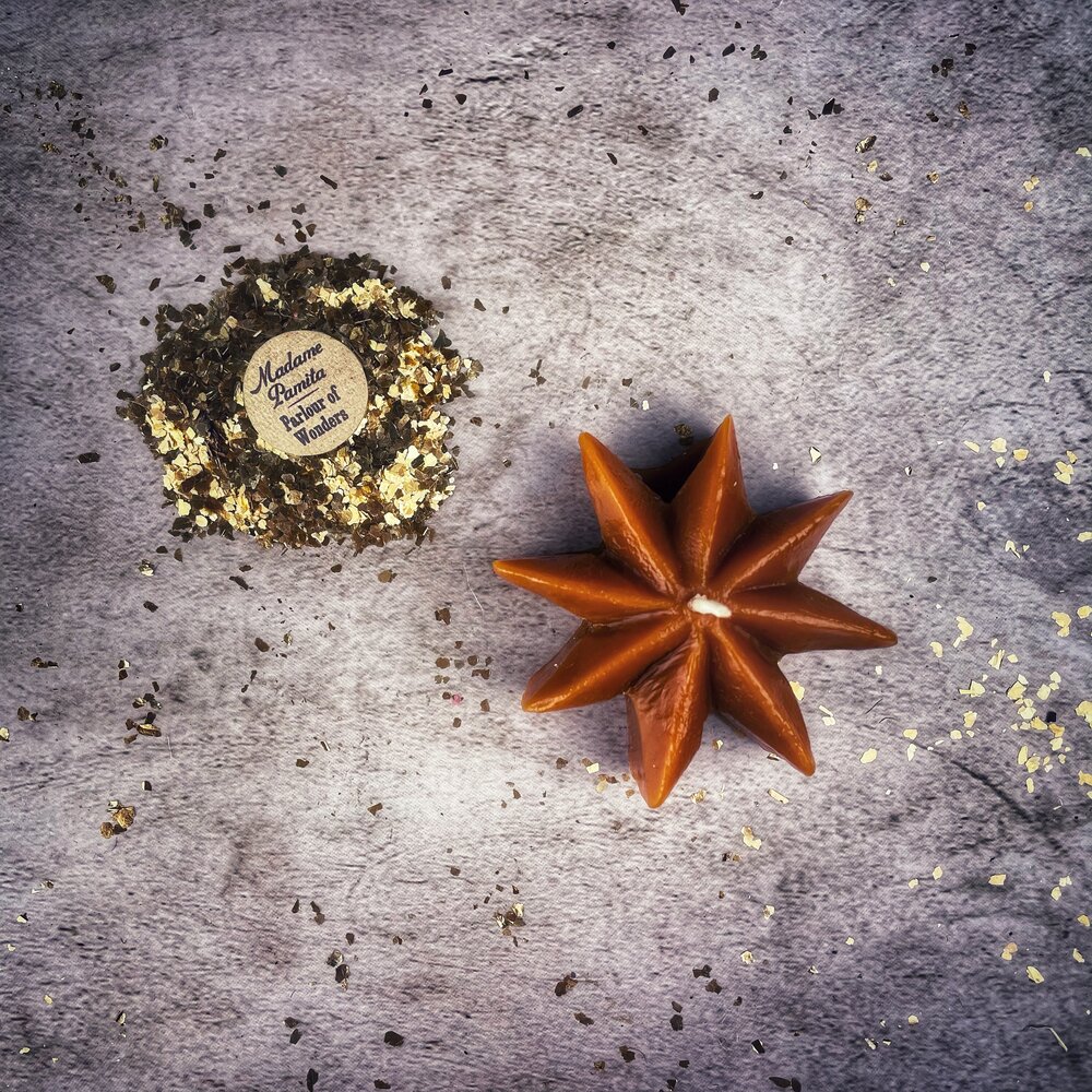 Beeswax Mystic Star Spell Candle - Manifestation & Spiritual Power Magic | Beeswax Candle | Wiccan Center