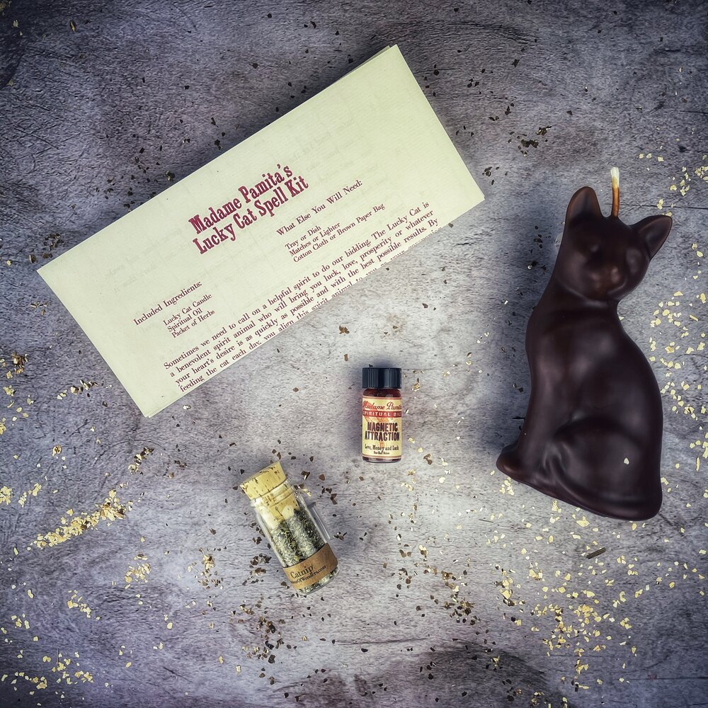 Lucky Cat Candle Spell Kit - Fast Action & Manifestation Magic | Candle Spell Kit | Wiccan Center