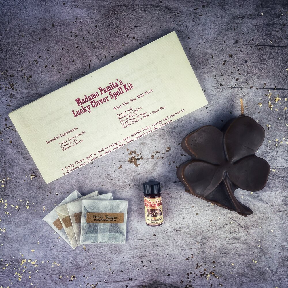 Lucky Clover Candle Spell Kit - Good Fortune & Lucky Breaks | Candle Spell Kit | Wiccan Center