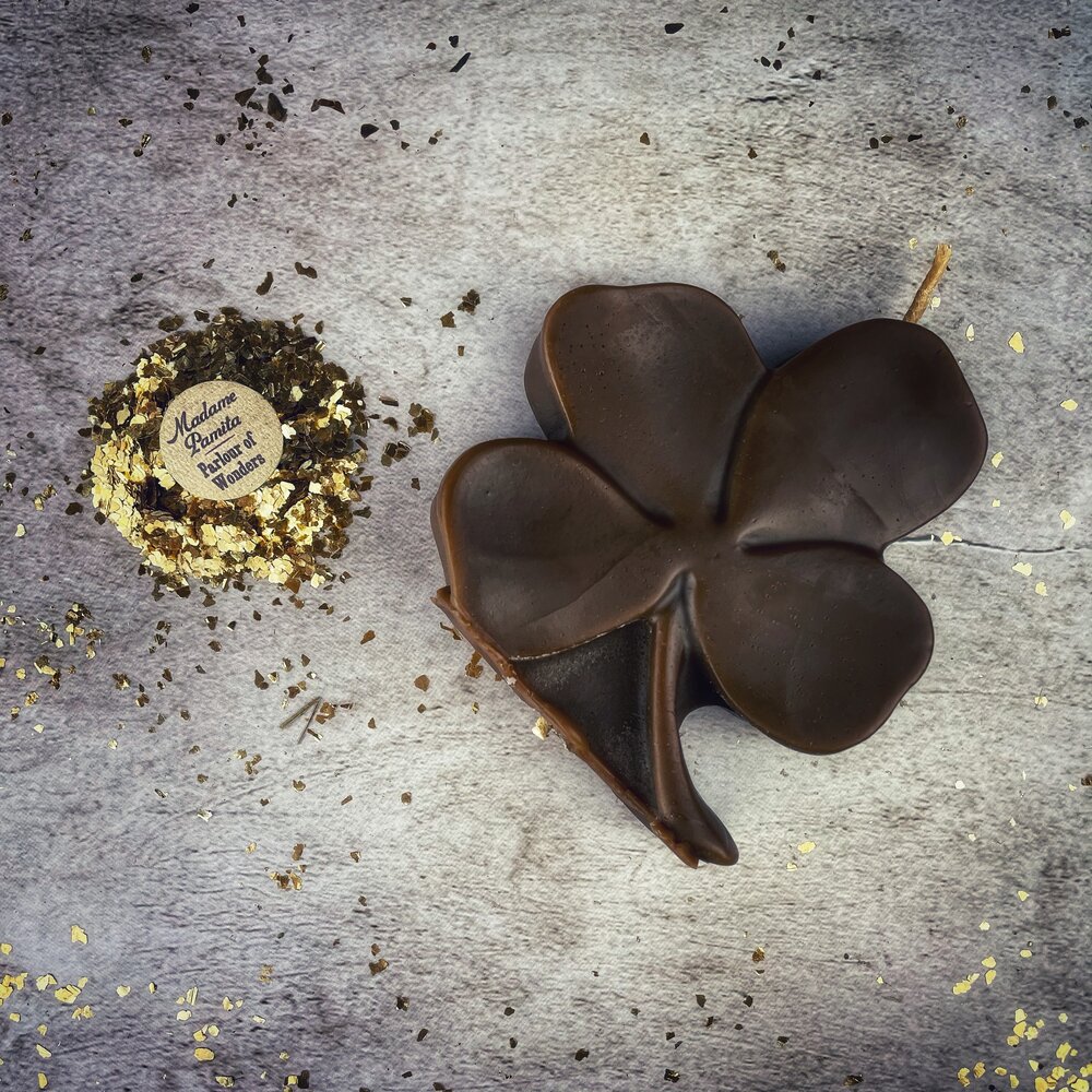Beeswax Lucky Four Leaf Clover Spell Candle - Good Fortune & Lucky Breaks Magic | Beeswax Candle | Wiccan Center