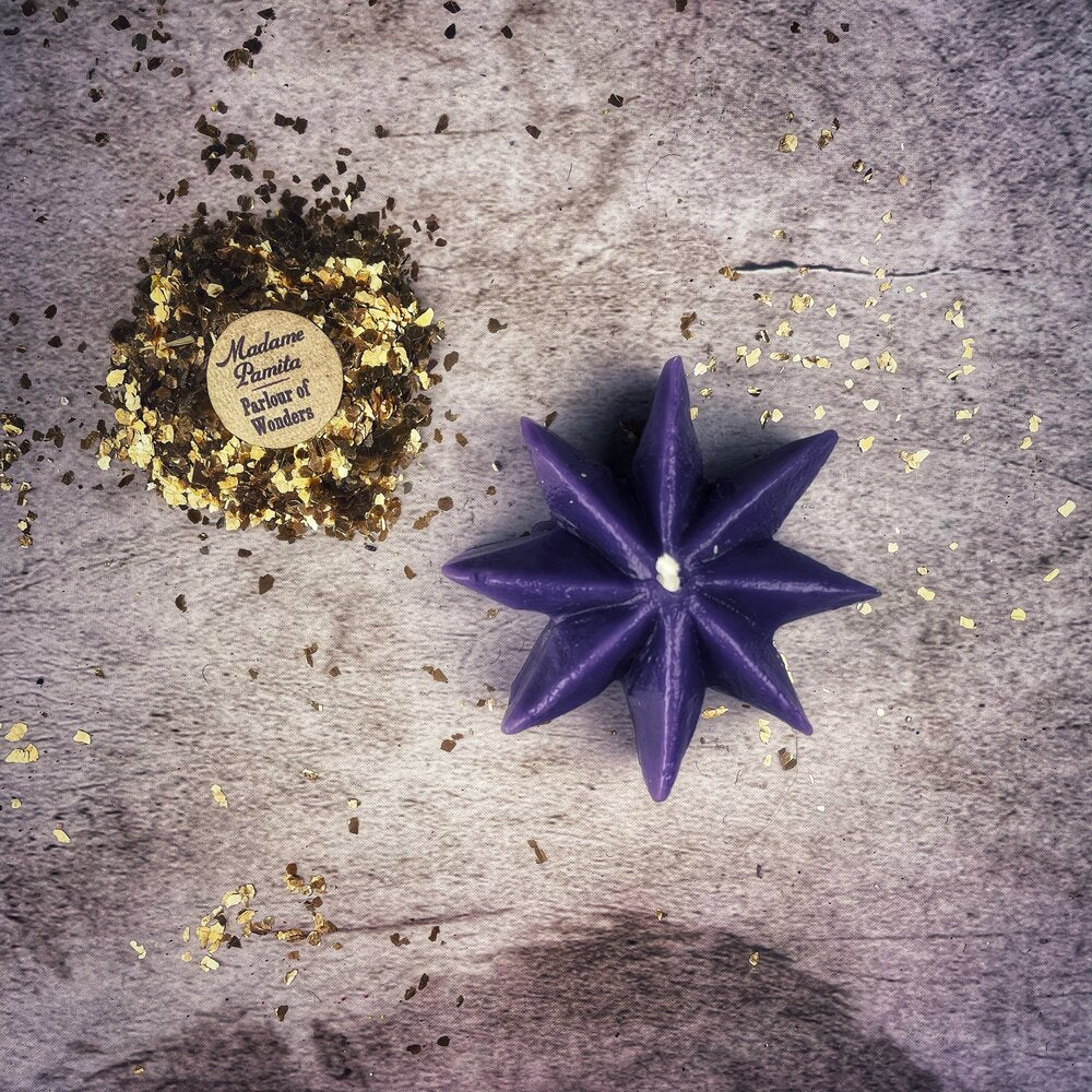 Beeswax Mystic Star Spell Candle - Manifestation & Spiritual Power Magic | Beeswax Candle | Wiccan Center