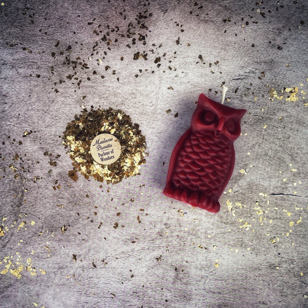 Beeswax Wise Owl Spell Candle - Wisdom & Psychic Awareness Magic | Beeswax Candle | Wiccan Center
