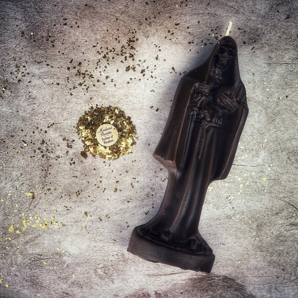 Beeswax Santa Muerte Spell Candle - Sacred Folk Saint Devotion & Protection Magic | Beeswax Candle | Wiccan Center
