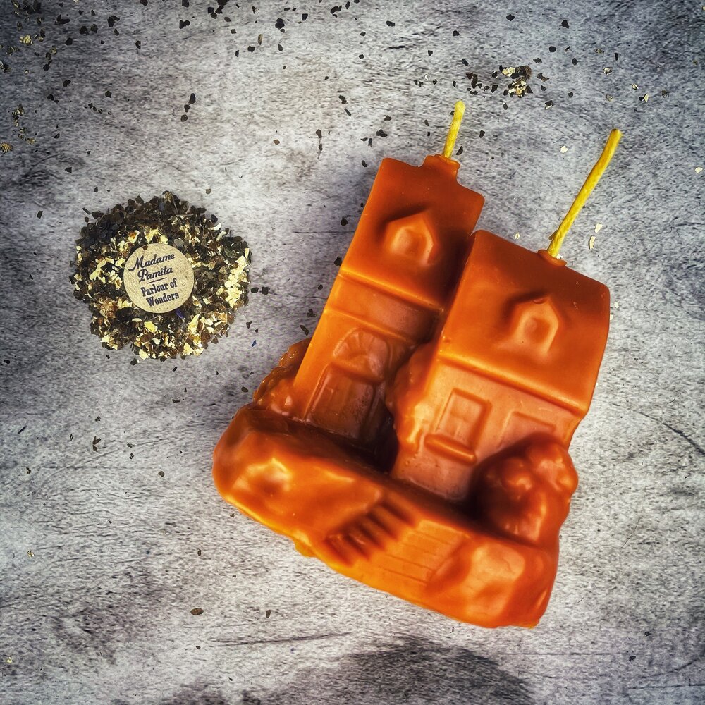 Beeswax Happy House Spell Candle - Home Protection, Harmony & Blessings Magic | Beeswax Candle | Wiccan Center