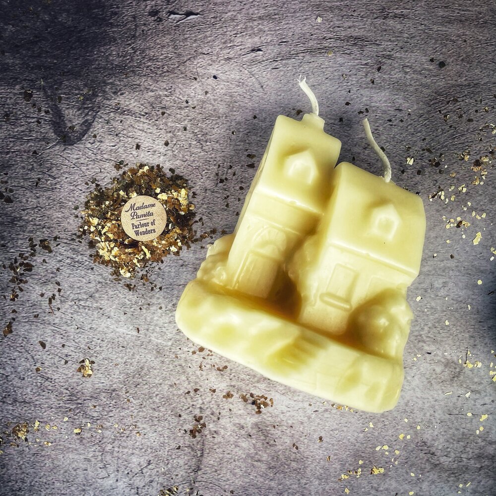 Beeswax Happy House Spell Candle - Home Protection, Harmony & Blessings Magic | Beeswax Candle | Wiccan Center