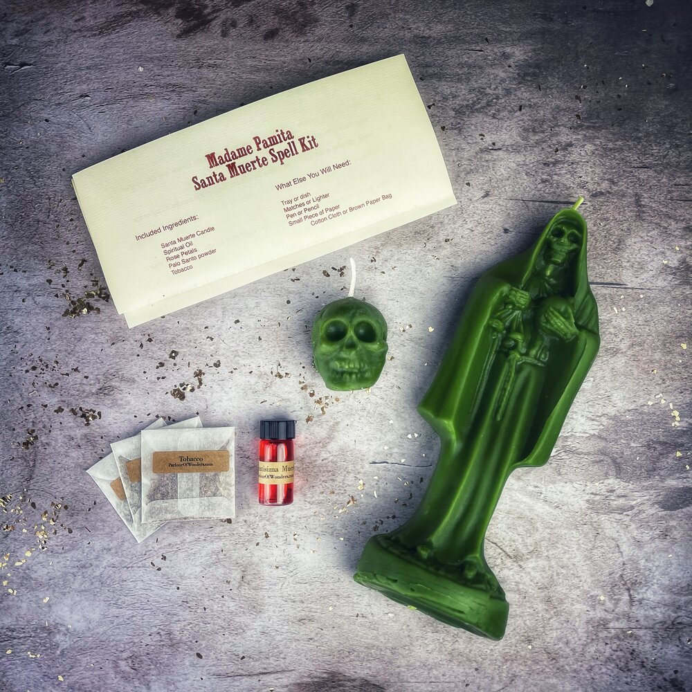 Santa Muerte Candle Spell Kit - Sacred Folk Saint Devotion & Protection | Candle Spell Kit | Wiccan Center