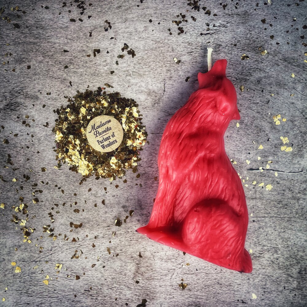 Beeswax Howling Wolf Spell Candle - Courage & Authentic Voice Magic | Beeswax Candle | Wiccan Center