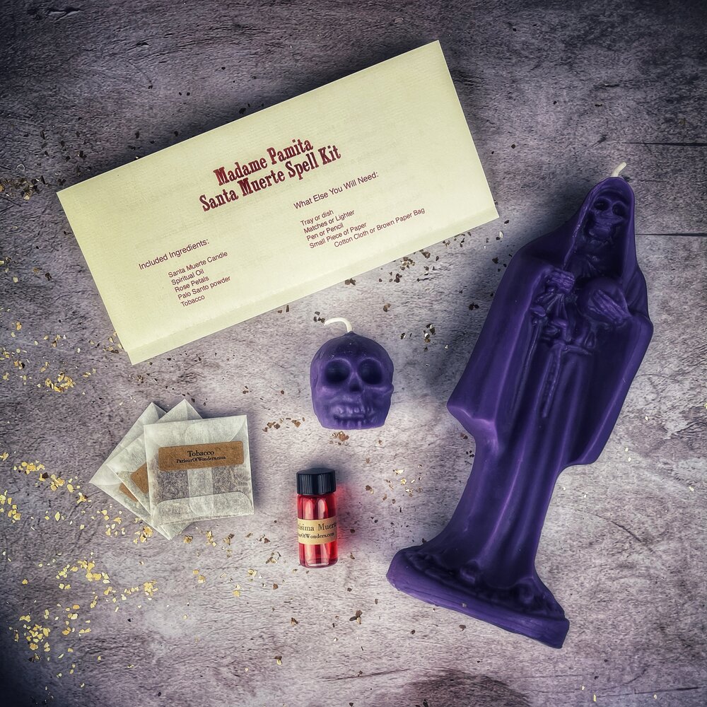 Santa Muerte Candle Spell Kit - Sacred Folk Saint Devotion & Protection | Candle Spell Kit | Wiccan Center