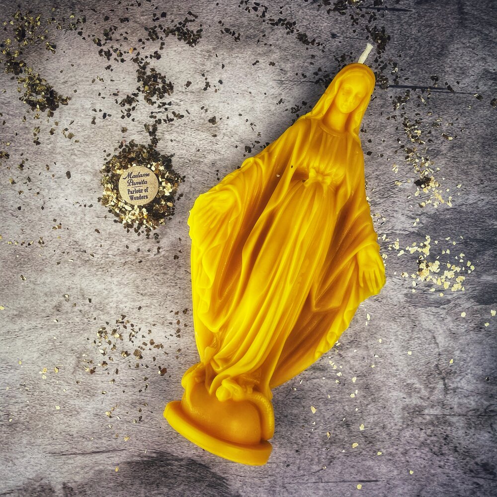 Beeswax Queen of Heaven Spell Candle - Divine Protection & Unconditional Love Magic | Beeswax Candle | Wiccan Center