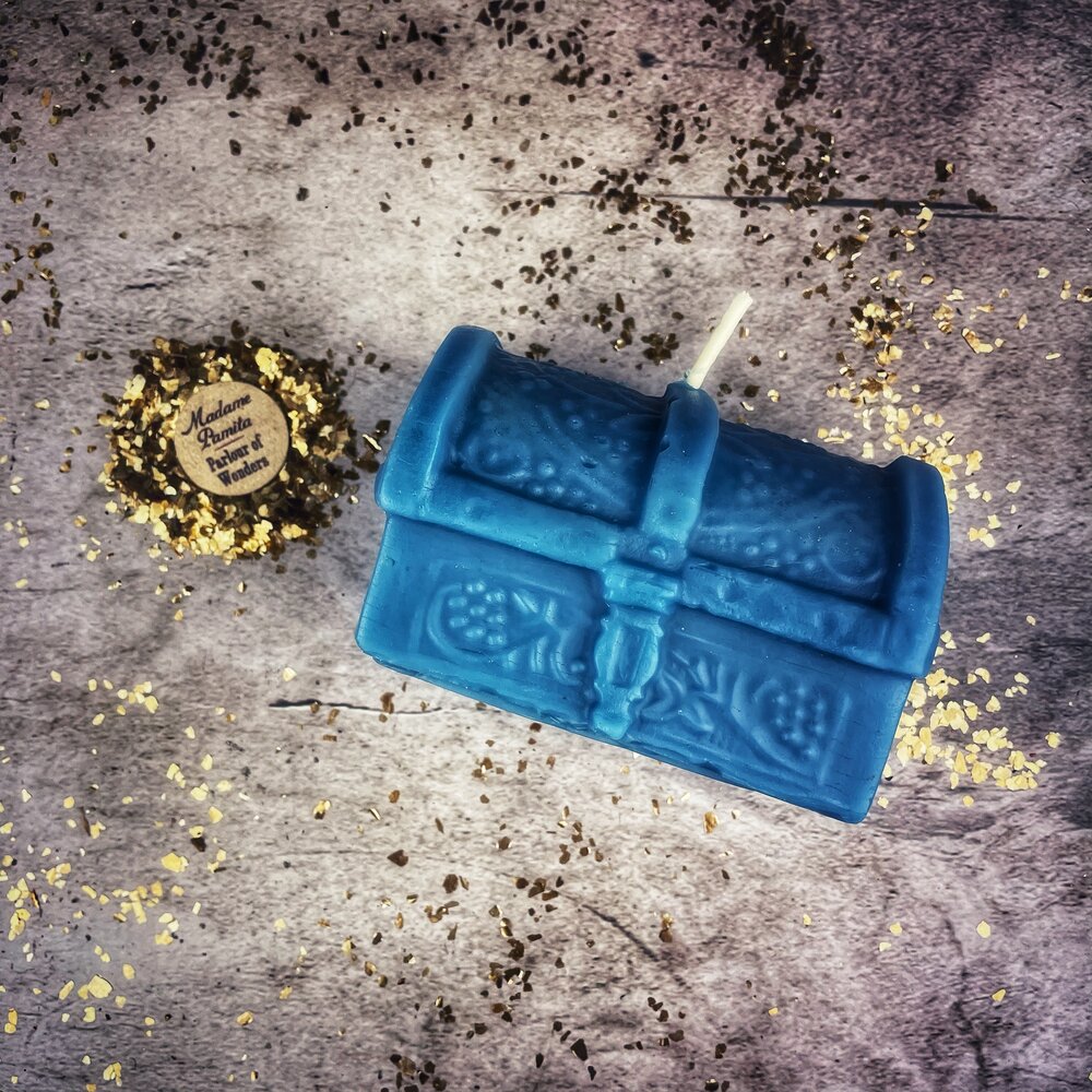 Beeswax Treasure Chest Spell Candle - Unlock Blessings & Abundance Magic | Beeswax Candle | Wiccan Center