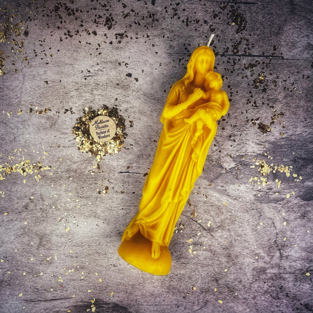 Beeswax Mother Mary Spell Candle - Divine Protection & Unconditional Love Magic | Beeswax Candle | Wiccan Center
