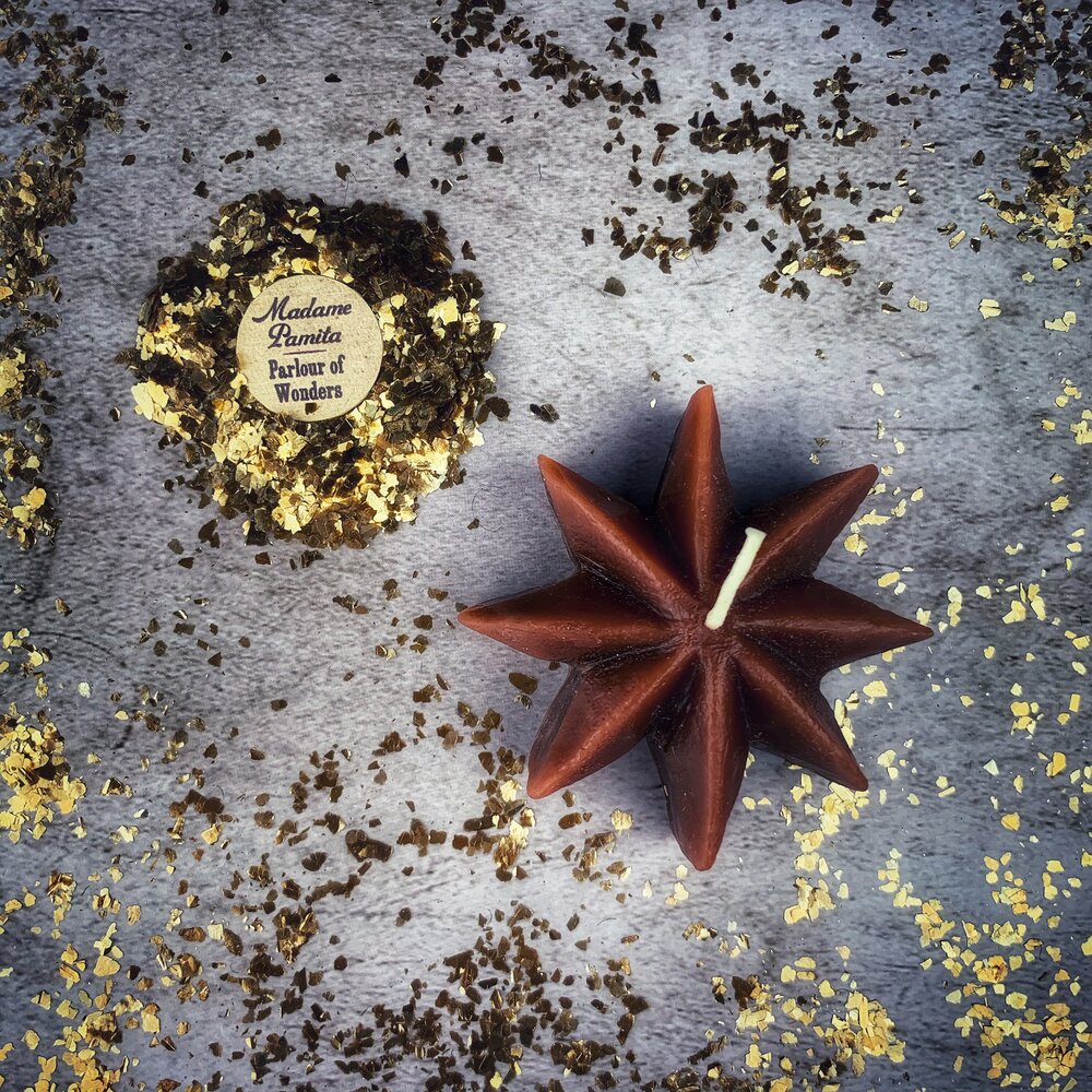 Beeswax Mystic Star Spell Candle - Manifestation & Spiritual Power Magic | Beeswax Candle | Wiccan Center