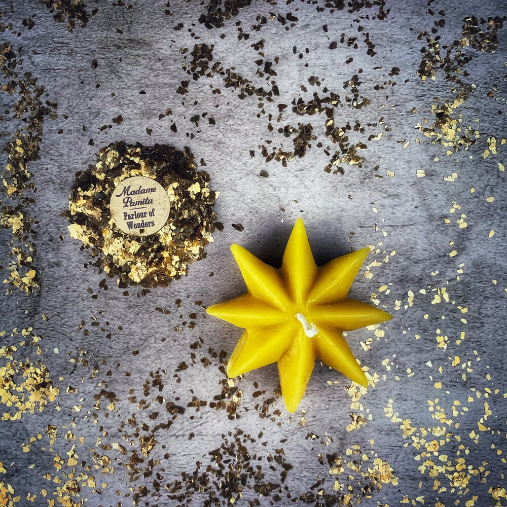 Beeswax Mystic Star Spell Candle - Manifestation & Spiritual Power Magic | Beeswax Candle | Wiccan Center