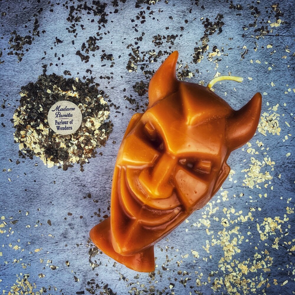 Beeswax Run Devil Run Spell Candle - Banish Evil & Invoke Trickster Magic | Beeswax Candle | Wiccan Center